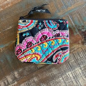 VERA BRADLEY Black Multi Coin Purse Wallet Parisian PAISLEY Quilted 4.5” X 5”